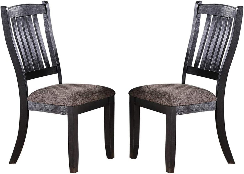 English Elm Transitional 7-Piece Dining Set - Dark Coffee Rubberwood Table With Shelf & 6 Stylish Upholstered Chairs B011S00302-GIGA