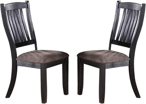 English Elm Transitional 7-Piece Dining Set - Dark Coffee Rubberwood Table With Shelf & 6 Stylish Upholstered Chairs B011S00302-GIGA