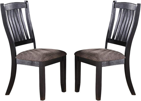 English Elm Transitional 7-Piece Dining Set - Dark Coffee Rubberwood Table With Shelf & 6 Stylish Upholstered Chairs B011S00302-GIGA