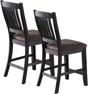 English Elm Dark Coffee Set Of 2 Stylish Upholstered High Chairs With Unique Back Design For Modern Dining Rooms B01183543