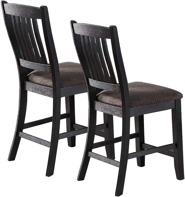 English Elm Dark Coffee Set Of 2 Stylish Upholstered High Chairs With Unique Back Design For Modern Dining Rooms B01183543
