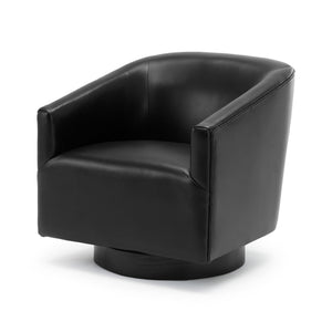 English Elm Garland Oatmeal Swivel Chair with Wood Base — Upholstered Polyester Comfort, Compact 31" Seat Black B05081543