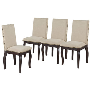 Hearth and Haven Imbue Upholstered Fabric Dining Chairs with Nailhead, Set of 4, Espresso WF291264AAP