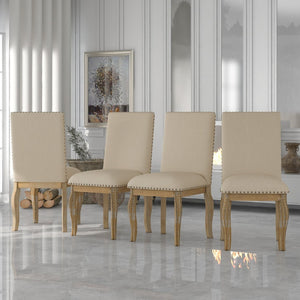 English Elm Trexm Upholstered Farmhouse Dining Chairs Set of 4 with Nailhead Trim Rubberwood Legs WF291264AAE