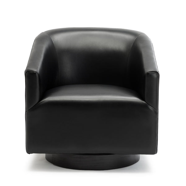 English Elm Garland Oatmeal Swivel Chair with Wood Base — Upholstered Polyester Comfort, Compact 31" Seat Black B05081543