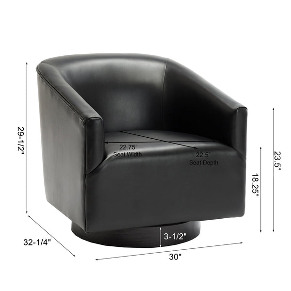 English Elm Garland Oatmeal Swivel Chair with Wood Base — Upholstered Polyester Comfort, Compact 31" Seat Black B05081543