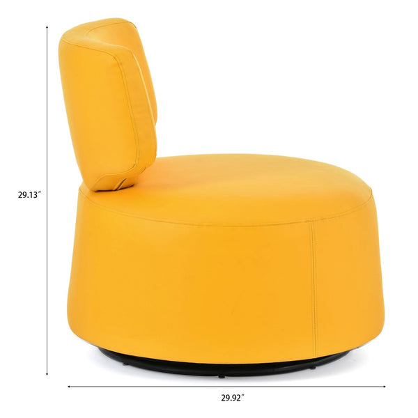 English Elm 29.13" Barrel Swivel Accent Chair Pu Upholstered Compact Seat for Living Room W68065350