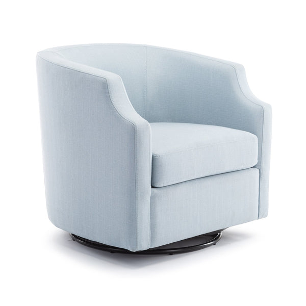 English Elm Isabelle Linen Swivel Glider Barrel Chair with Plush Upholstery and Smooth 360° Motion for Living Rooms Light Blue B05081535