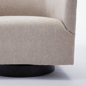 English Elm Garland Oatmeal Swivel Chair with Wood Base — Upholstered Polyester Comfort, Compact 31" Seat Natural B05081540