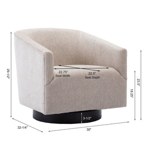 English Elm Garland Oatmeal Swivel Chair with Wood Base — Upholstered Polyester Comfort, Compact 31" Seat Natural B05081540