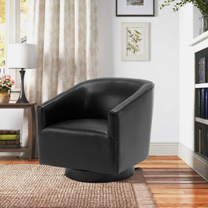 English Elm Garland Oatmeal Swivel Chair with Wood Base — Upholstered Polyester Comfort, Compact 31" Seat Black B05081543