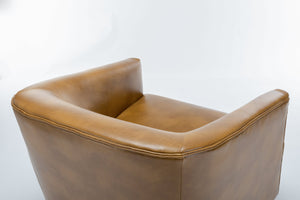 English Elm Garland Oatmeal Swivel Chair with Wood Base — Upholstered Polyester Comfort, Compact 31" Seat Camel B05081544