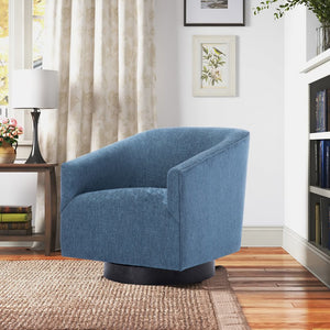 English Elm Garland Oatmeal Swivel Chair with Wood Base — Upholstered Polyester Comfort, Compact 31" Seat Blue B05081541