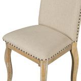 Hearth and Haven Imbue Upholstered Fabric Dining Chairs with Nailhead, Set of 4, Natural Wood Wash WF291264AAE