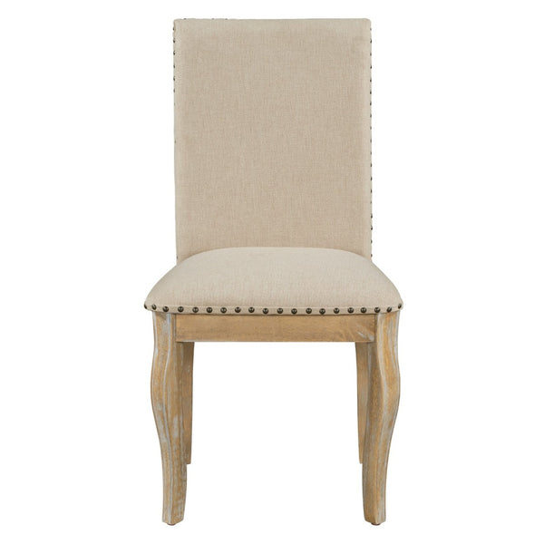 English Elm Trexm Upholstered Farmhouse Dining Chairs Set of 4 with Nailhead Trim Rubberwood Legs WF291264AAE