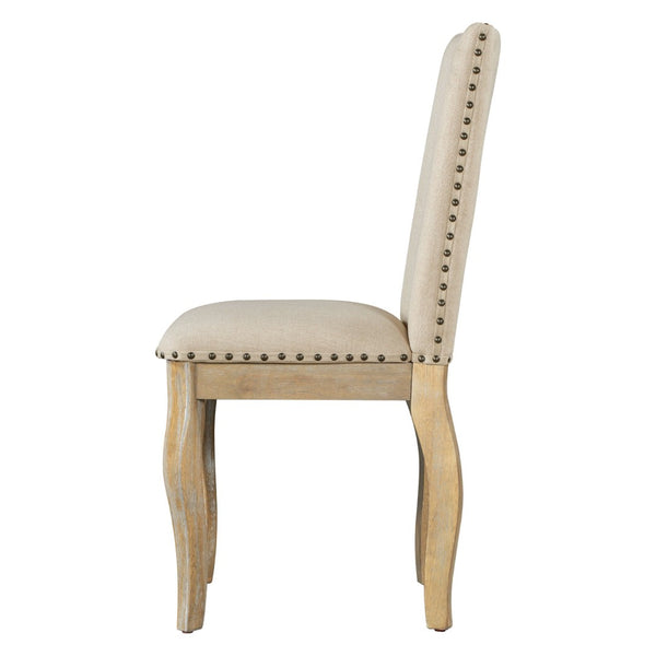 English Elm Trexm Upholstered Farmhouse Dining Chairs Set of 4 with Nailhead Trim Rubberwood Legs WF291264AAE