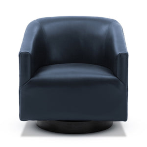 English Elm Garland Midnight Faux Leather Swivel Chair with Solid Wood Base, Comfortable Transitional Seating Blue B05081555