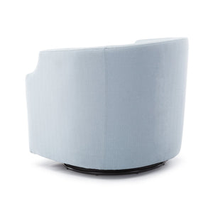 English Elm Isabelle Linen Swivel Glider Barrel Chair with Plush Upholstery and Smooth 360° Motion for Living Rooms Light Blue B05081535