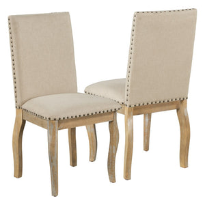 English Elm Trexm Upholstered Farmhouse Dining Chairs Set of 4 with Nailhead Trim Rubberwood Legs WF291264AAE