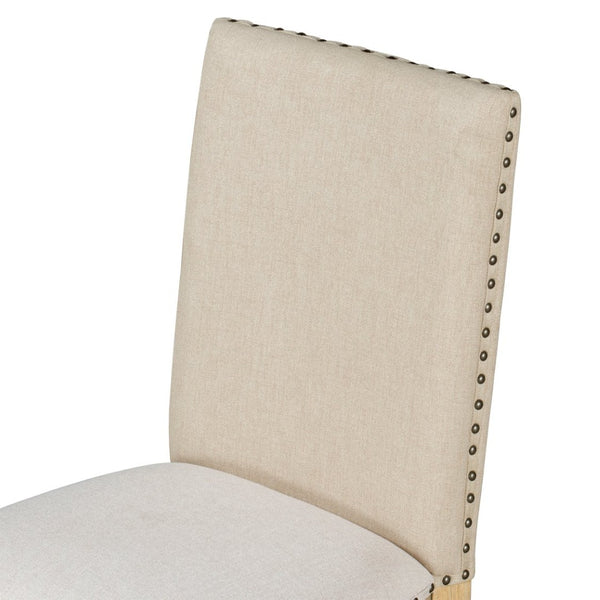 English Elm Trexm Upholstered Farmhouse Dining Chairs Set of 4 with Nailhead Trim Rubberwood Legs WF291264AAE