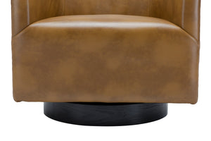 English Elm Garland Oatmeal Swivel Chair with Wood Base — Upholstered Polyester Comfort, Compact 31" Seat Camel B05081544