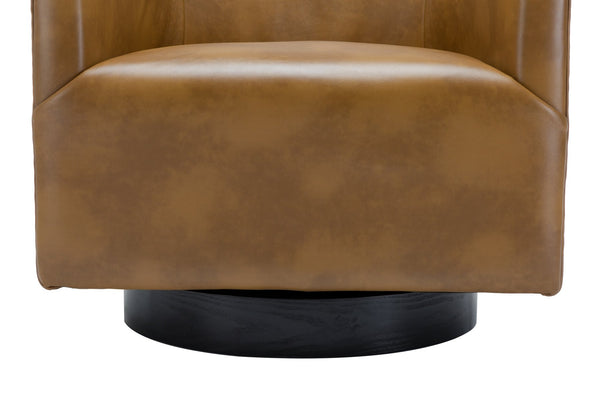 English Elm Garland Oatmeal Swivel Chair with Wood Base — Upholstered Polyester Comfort, Compact 31" Seat Camel B05081544