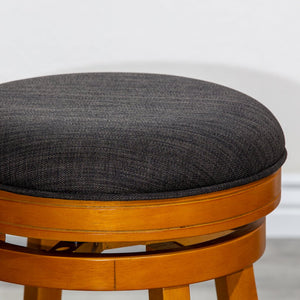 English Elm 30" Bar Stool Backless Swivel with Padded Charcoal Fabric Seat, Solid Hardwood Frame, Durable Design Natural B04660661