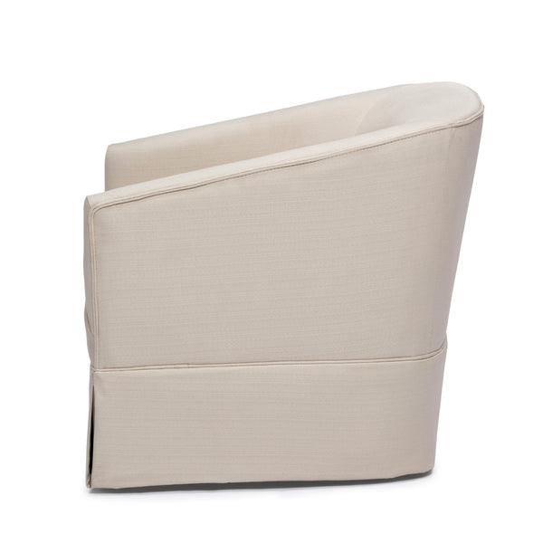 English Elm Earl Natural Linen Skirted Swivel Chair — Cozy Polyester Upholstery, Compact 33x31x31 for Small Spaces B05081557