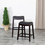 English Elm 24" Counter Stool, Espresso Finish, Black Leather Seat