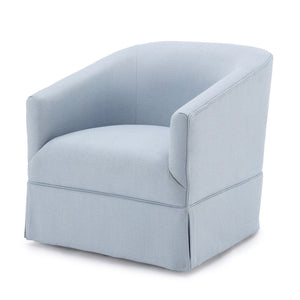 English Elm Earl Sky Blue Swivel Skirted Chair - 360° Barrel Comfort, Linen-Like Polyester, Pocket Springs B05081550