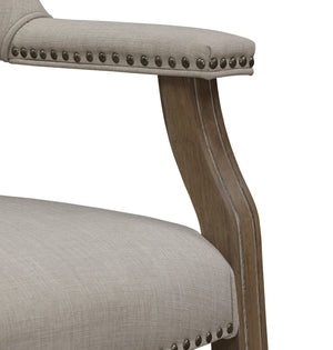 English Elm Monroe Pecan Sand Caster Game Chair with Plush 4.5" Foam Seat, Antique Brass Nailhead Trim, Casters B05081509