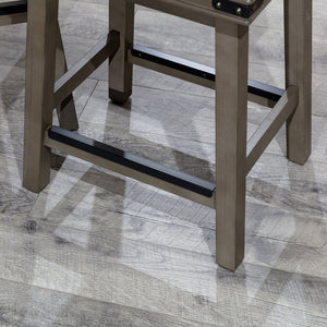 English Elm 24" Counter Stool Antique White with Black Bonded Leather Seat, Solid Hardwood Frame, Durable Design B04660622