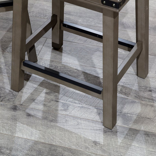 English Elm 24" Counter Stool Antique White with Black Bonded Leather Seat, Solid Hardwood Frame, Durable Design B04660622