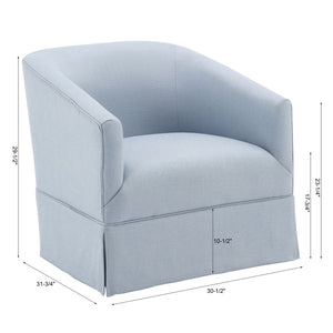 English Elm Earl Sky Blue Swivel Skirted Chair - 360° Barrel Comfort, Linen-Like Polyester, Pocket Springs B05081550