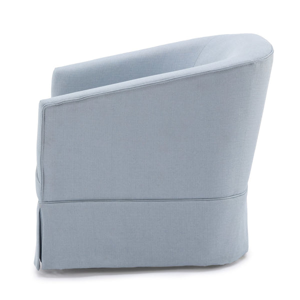English Elm Earl Sky Blue Swivel Skirted Chair - 360° Barrel Comfort, Linen-Like Polyester, Pocket Springs B05081550
