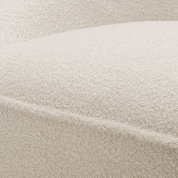 English Elm Anson Boucle Swivel Chair - Off White Cozy 360° Modern Compact Accent Chair with Solid Wood Frame B05081532