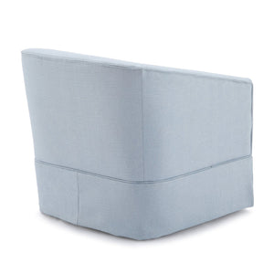English Elm Earl Sky Blue Swivel Skirted Chair - 360° Barrel Comfort, Linen-Like Polyester, Pocket Springs B05081550