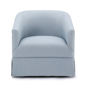 English Elm Earl Sky Blue Swivel Skirted Chair - 360° Barrel Comfort, Linen-Like Polyester, Pocket Springs B05081550