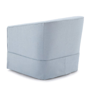 English Elm Earl Sky Blue Swivel Skirted Chair - 360° Barrel Comfort, Linen-Like Polyester, Pocket Springs B05081550