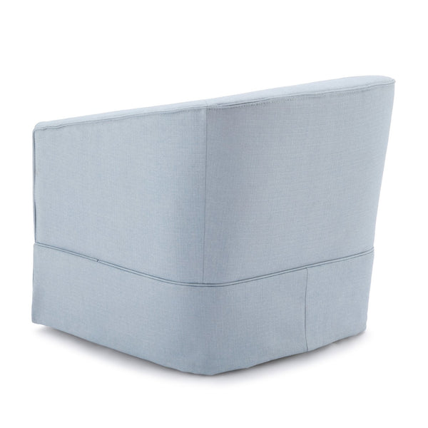 English Elm Earl Sky Blue Swivel Skirted Chair - 360° Barrel Comfort, Linen-Like Polyester, Pocket Springs B05081550