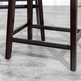 English Elm 24" Counter Stool, Espresso Finish, Black Leather Seat