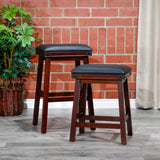 English Elm 24" Counter Stool, Espresso Finish, Black Leather Seat