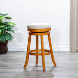 English Elm 30" Bar Stool, Natural Finish, Beige Fabric Seat