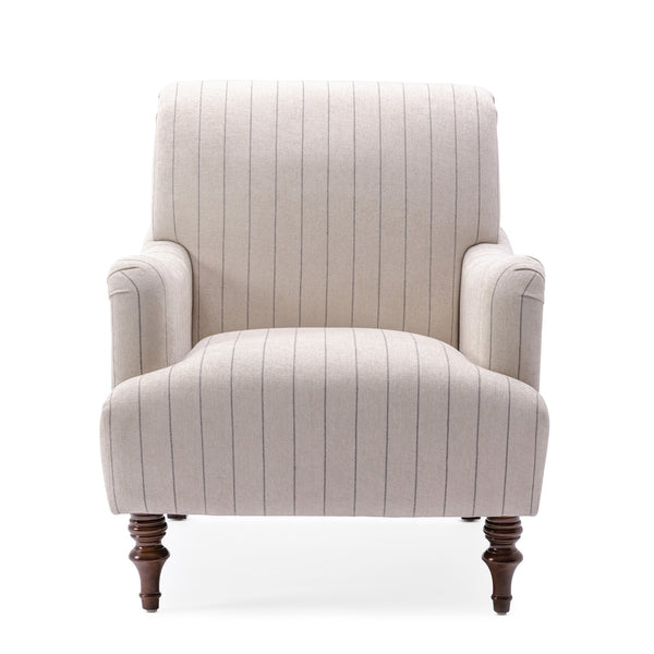 English Elm Sylvia Sea Oat Striped Arm Chair — Natural Polyester Upholstery, Coastal Accent, 35x30x29 Inch Comfort B05081518
