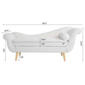 English Elm Chaise Lounge Scroll Arm Birch Leg Upholstered Reading Chair for Bedroom Living Room W68056676