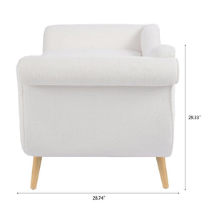 English Elm Chaise Lounge Scroll Arm Birch Leg Upholstered Reading Chair for Bedroom Living Room W68056676