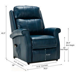 English Elm Landis Navy Blue PU Leather Lift Chair — All-Electric 3-Position Recliner with Remote, 350 lb Capacity B05081511