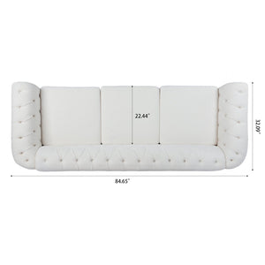 English Elm 84.65" Tufted Chesterfield Velvet Sofa with Acrylic Legs for Modern Living Rooms W68058494