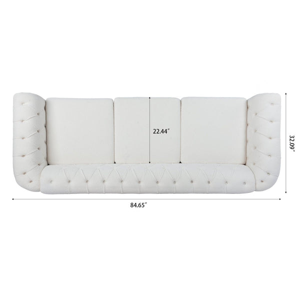 English Elm 84.65" Tufted Chesterfield Velvet Sofa with Acrylic Legs for Modern Living Rooms W68058494