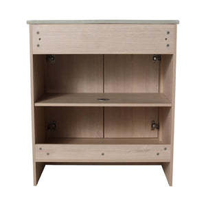 English Elm 30 Inch Freestanding Bathroom Vanity With White Ceramic Sink & Soft-Close Doors For Modern Spaces W999S00085